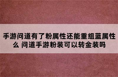 手游问道有了粉属性还能重组蓝属性么 问道手游粉装可以转金装吗